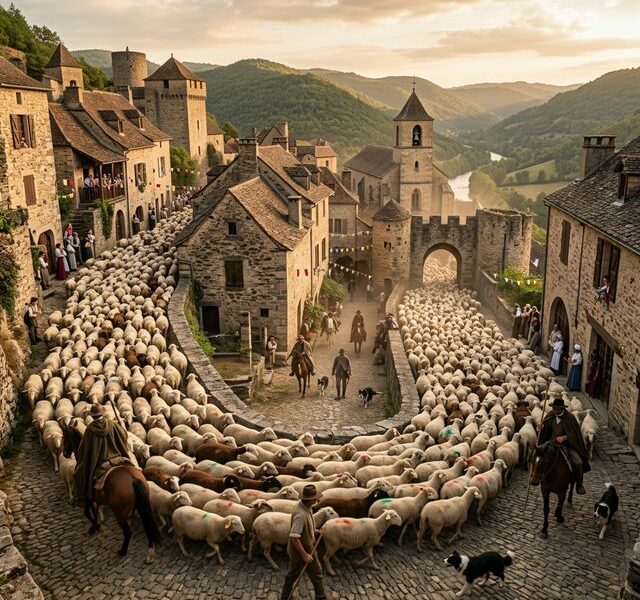 Le Spectacle de la Transhumance des Moutons sur les Routes